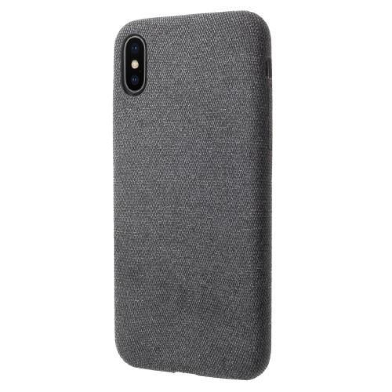 Line műanyag tok PU bőrrel borítva Phone X telefonhoz - sötétszürke