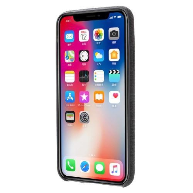 Line műanyag tok PU bőrrel borítva Phone X telefonhoz - sötétszürke