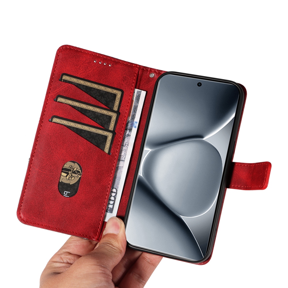 Vonalak könyv tok Xiaomi Redmi Note 15 Pro+ 5G/Xiaomi Poco M8 Pro 5G - piros