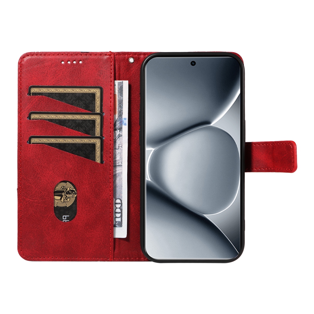 Vonalak könyv tok Xiaomi Redmi Note 15 Pro+ 5G/Xiaomi Poco M8 Pro 5G - piros