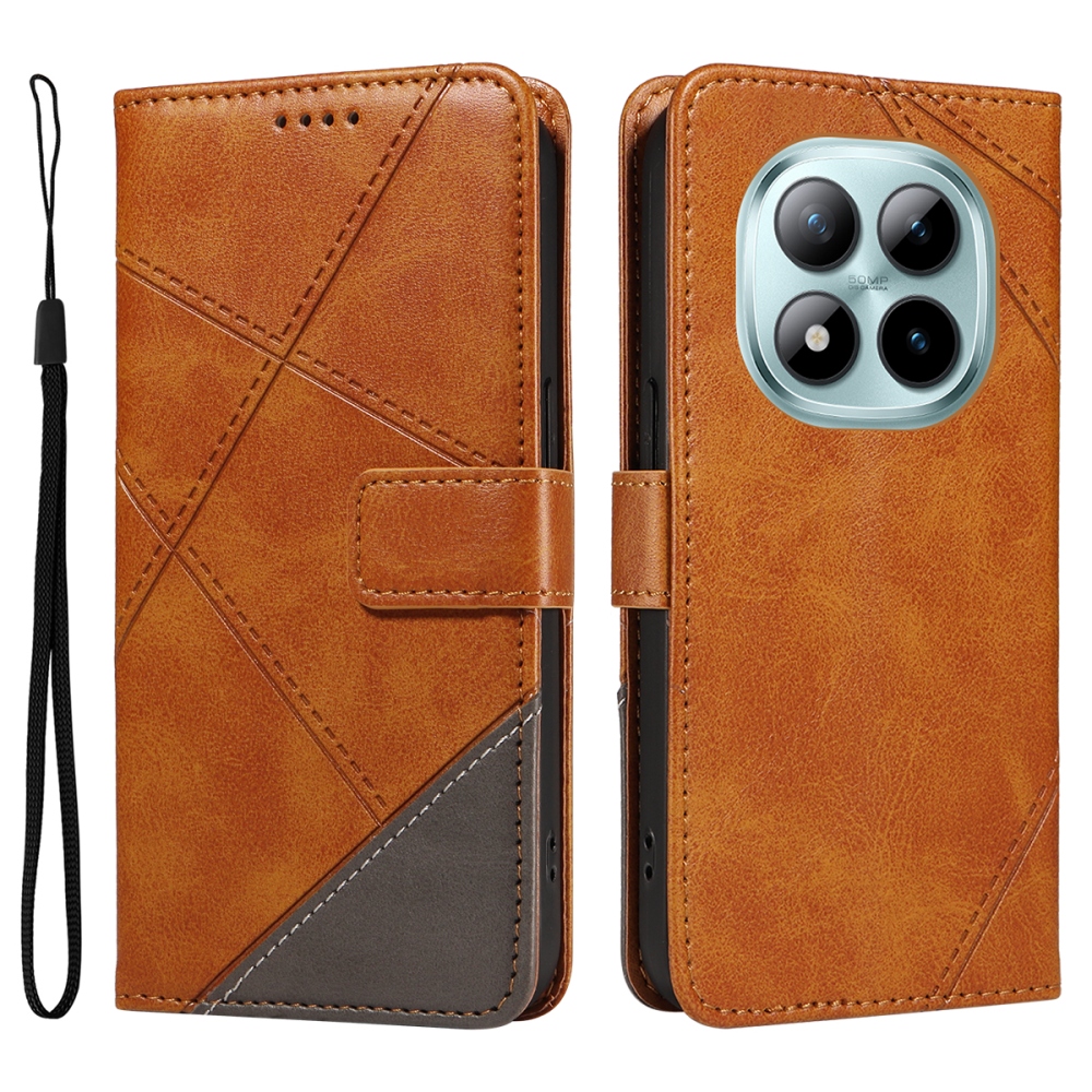 Vonalas könyv tok Xiaomi Redmi Note 15 Pro+ 5G/Xiaomi Poco M8 Pro 5G - barna