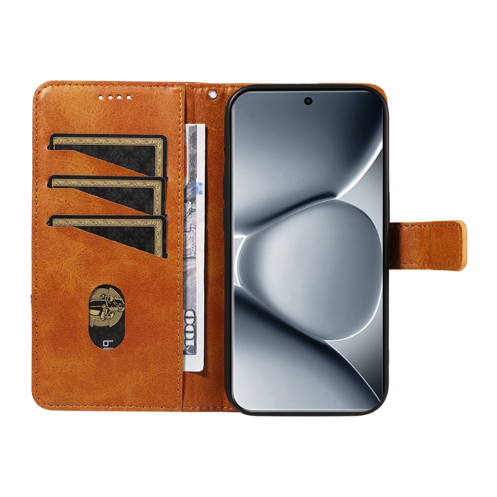 Vonalas könyv tok Xiaomi Redmi Note 15 Pro+ 5G/Xiaomi Poco M8 Pro 5G - barna