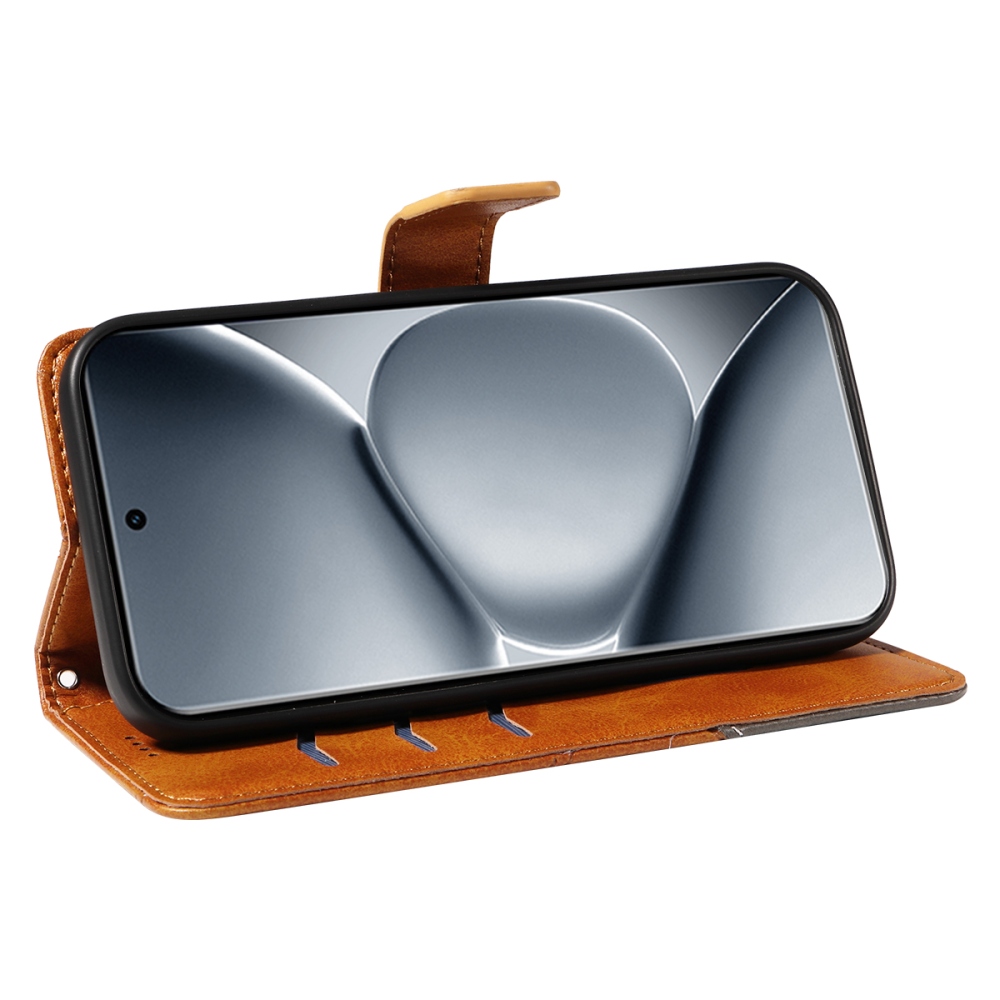 Vonalas könyv tok Xiaomi Redmi Note 15 Pro+ 5G/Xiaomi Poco M8 Pro 5G - barna