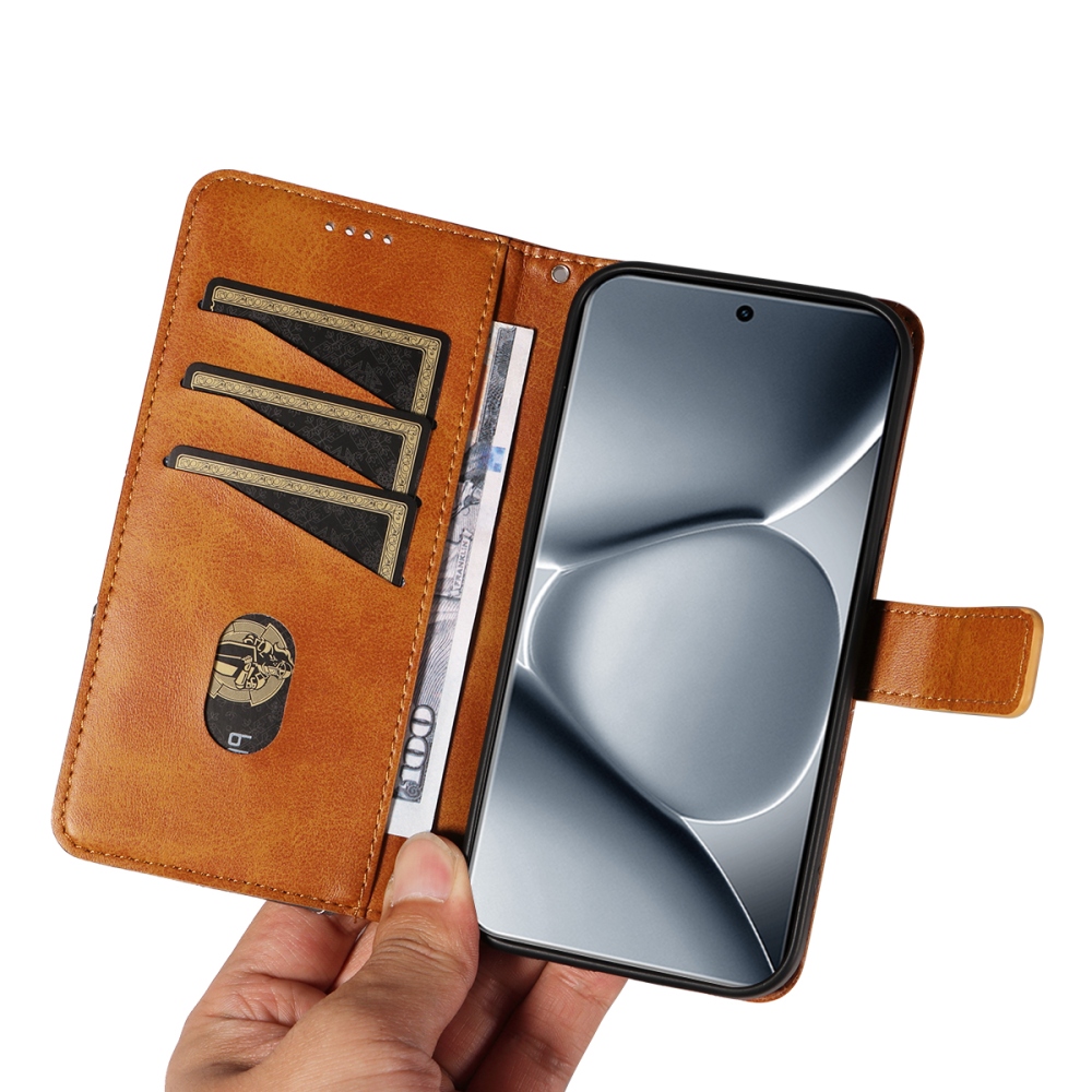 Vonalas könyv tok Xiaomi Redmi Note 15 Pro+ 5G/Xiaomi Poco M8 Pro 5G - barna