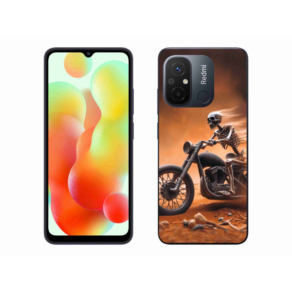Gél borítás mmCase a Xiaomi Redmi 12C-hez - csontváz egy motorkerékpáron