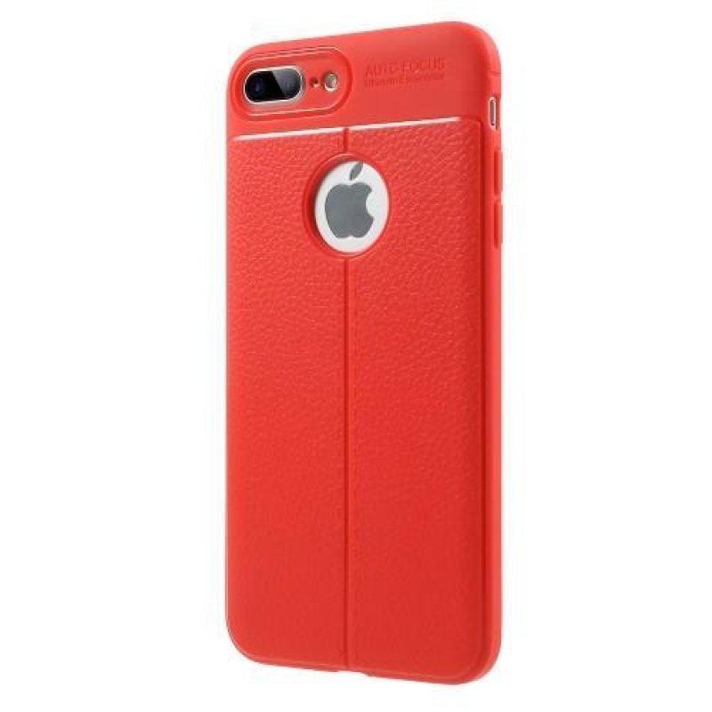 Litch zselés tok texturált hátlappal iPhone 8 Plus és 7 Plus készülékhez - piros