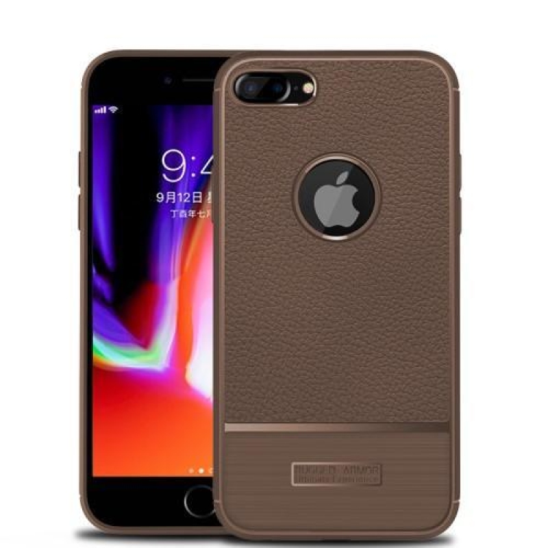 Litch texturált zselés tok iPhone 8 Plus és iPhone 7 Plus készülékhez - barna színben
