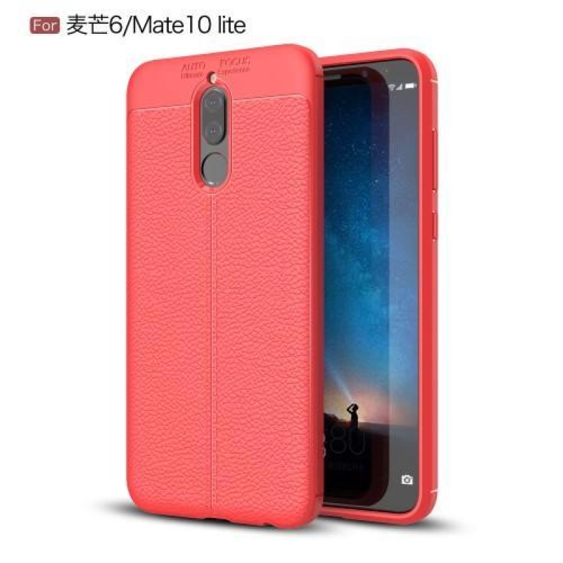 Litch tartós zselés tok textúrával a Huawei Mate 10 Lite készülékhez - piros színben