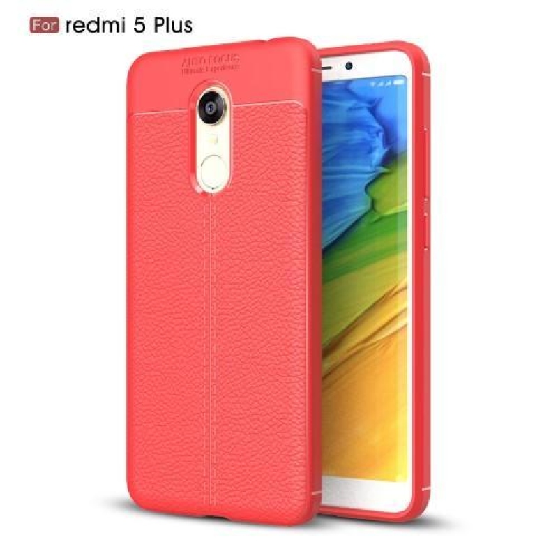 Litch tartós zselés tok textúrával a Xiaomi Redmi 5 Plus számára - piros