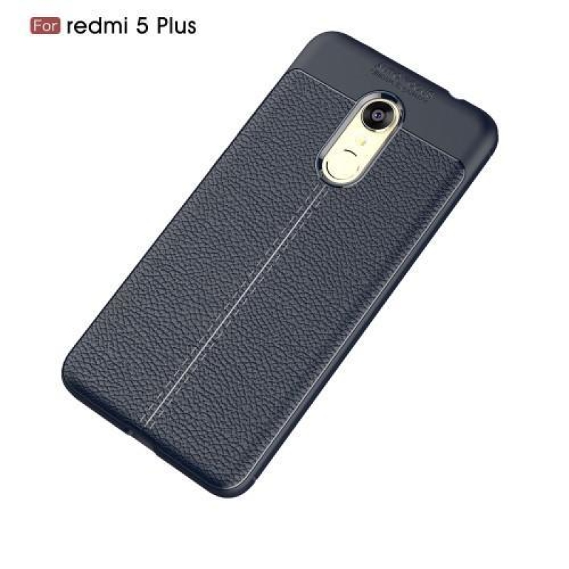 Litch tartós zselés tok textúrával Xiaomi Redmi 5 Plushoz - sötétkék