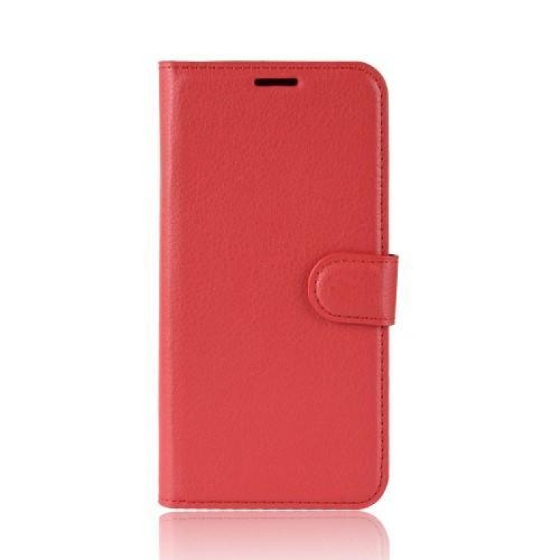 Litchi PU bőr flip tok Honor 8X-hez - piros