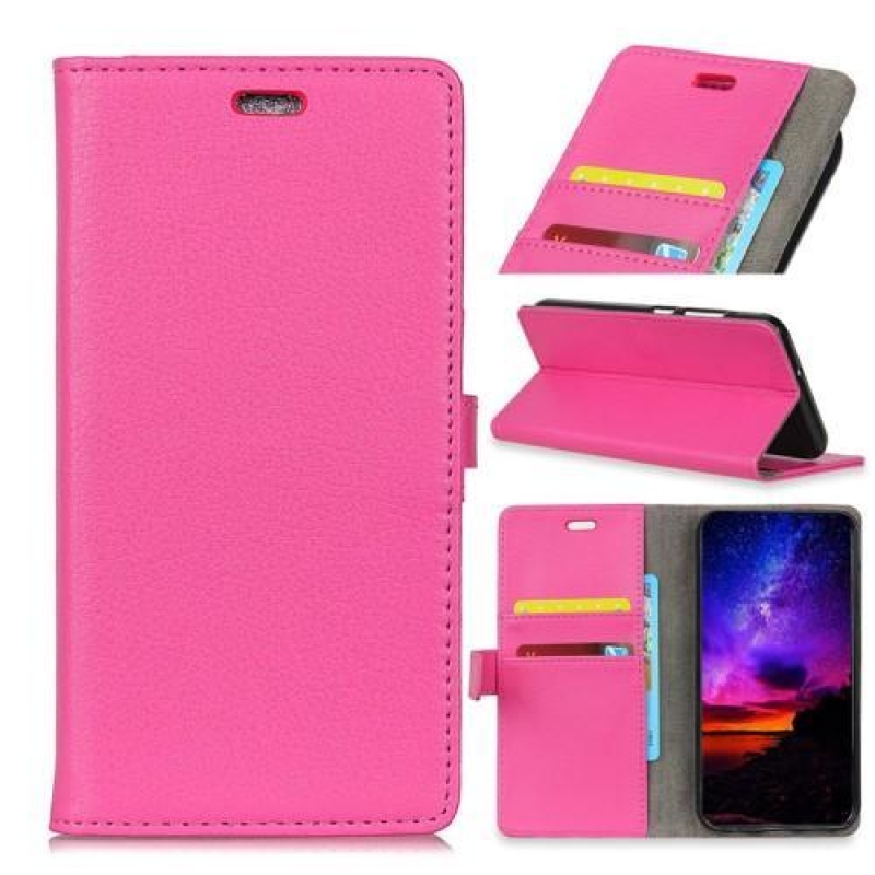 Litch PU bőr flip tok Sony Xperia XZ3-hoz - rózsaszínű