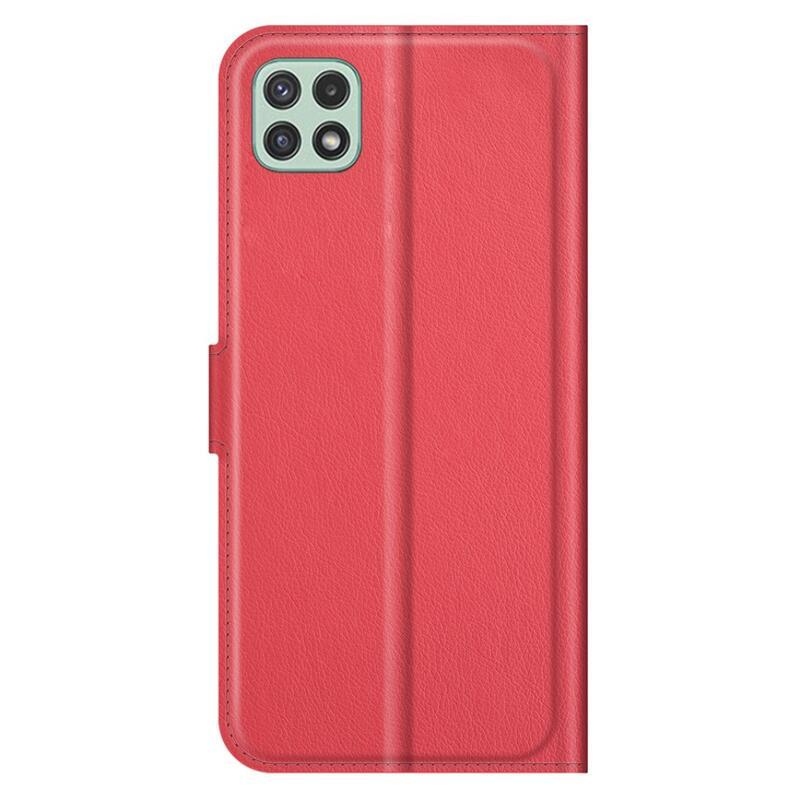 Litchi PU bőr pénztárca tok Samsung Galaxy A22 5G-hez - piros