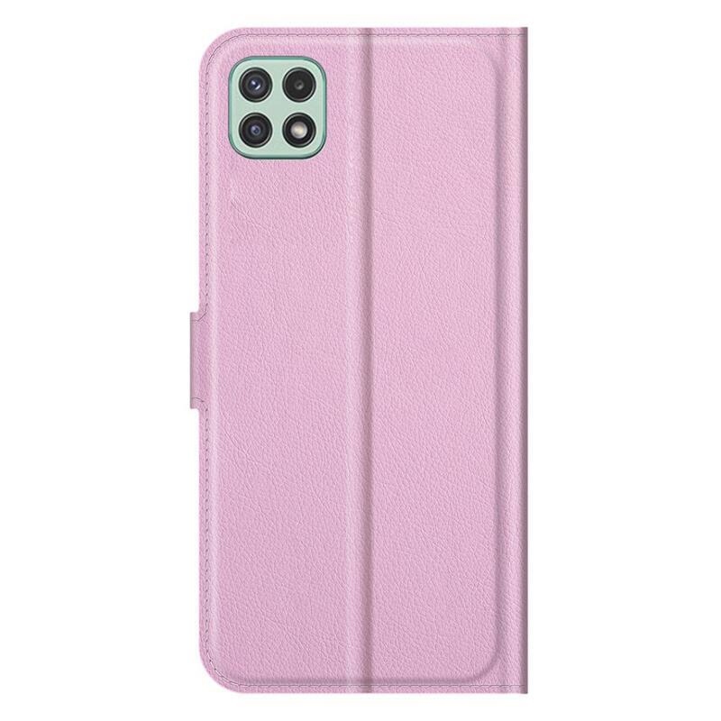 Litchi PU bőr pénztárca tok Samsung Galaxy A22 5G-hez - rózsaszín
