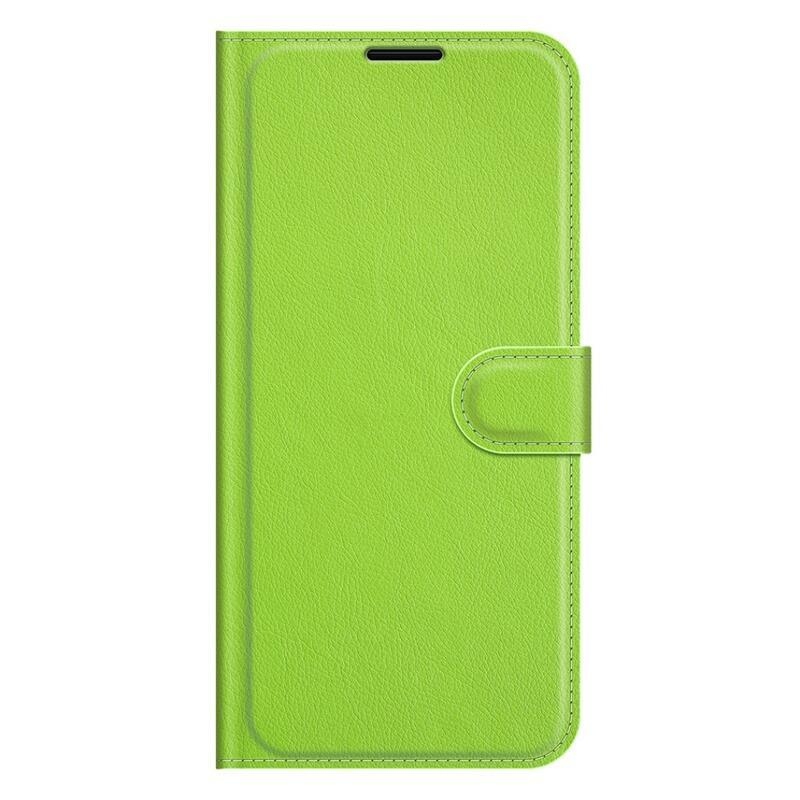 Litchi PU bőr pénztárca tok Samsung Galaxy A22 5G-hez - zöld