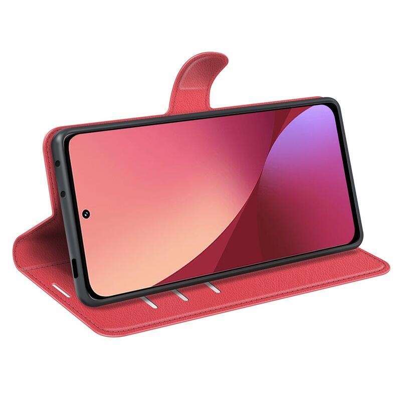 Litchi PU bőr pénztárca tok Xiaomi 12/12X - piros