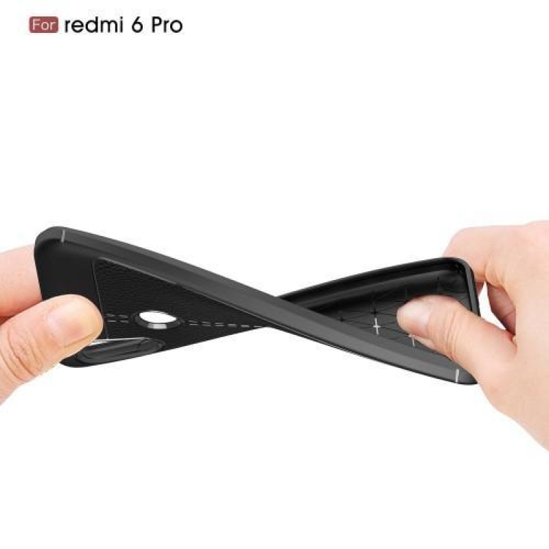 Litch szilikon tartós tok textúrával a Xiaomi Mi A2 Lite készülékhez - szürke