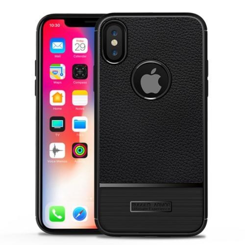Litch texturált zselés tok iPhone X készülékhez - fekete