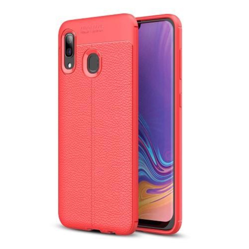 Litchi gélálló tok Samsung Galaxy A30-hoz - piros