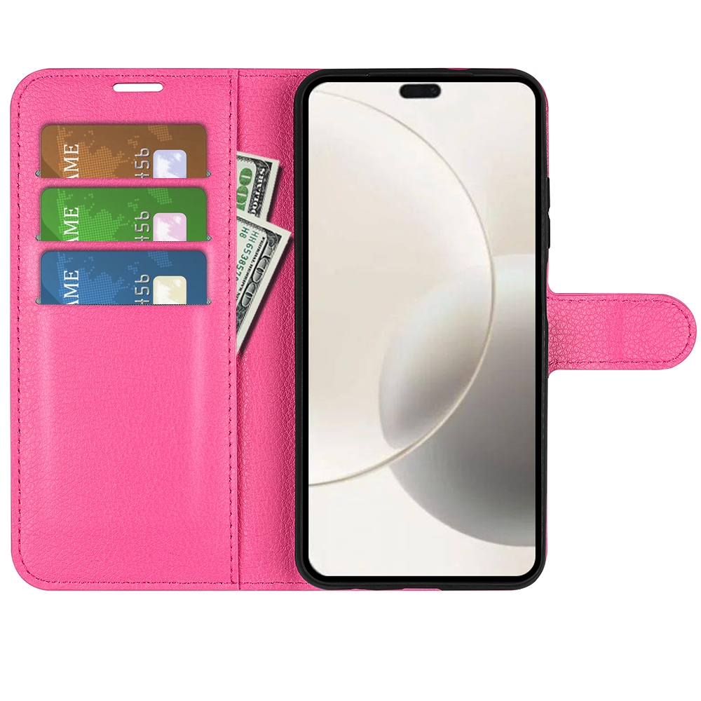 Litchi könyv tok Honor 400 Smart 5G/4G/Honor X7d - rózsa