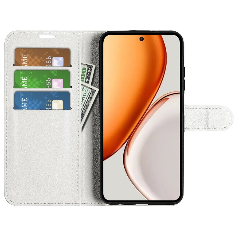 Litchi könyvtáska Honor Magic 8 Lite 5G készülékhez - fehér