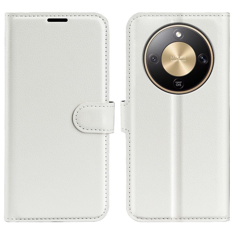 Litchi könyvtáska Honor Magic 8 Lite 5G készülékhez - fehér