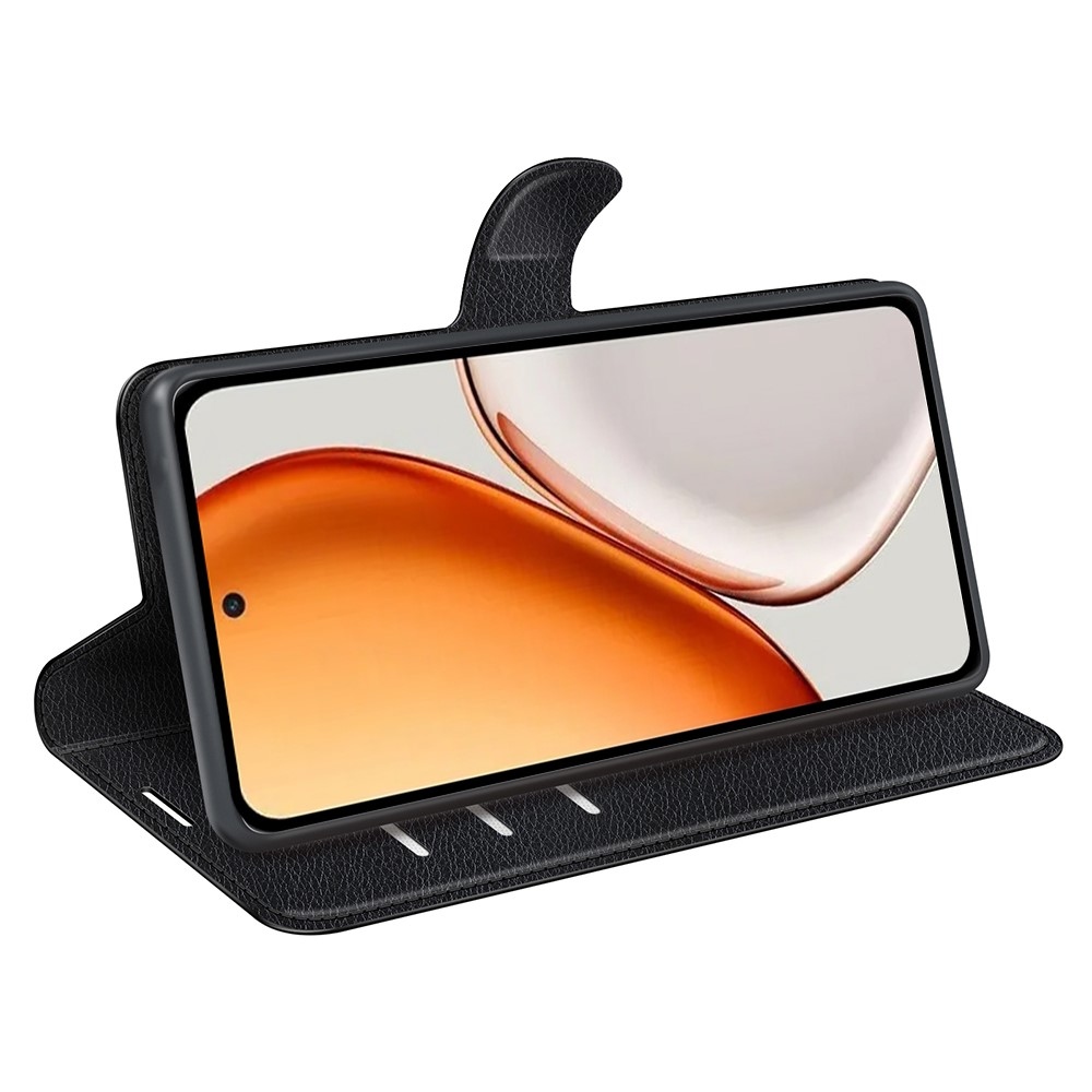 Litchi könyvtáska Honor Magic 8 Lite 5G készülékhez - fekete