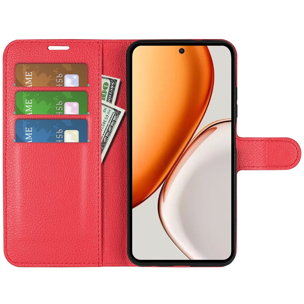 Litchi könyvtáska Honor Magic 8 Lite 5G - piros