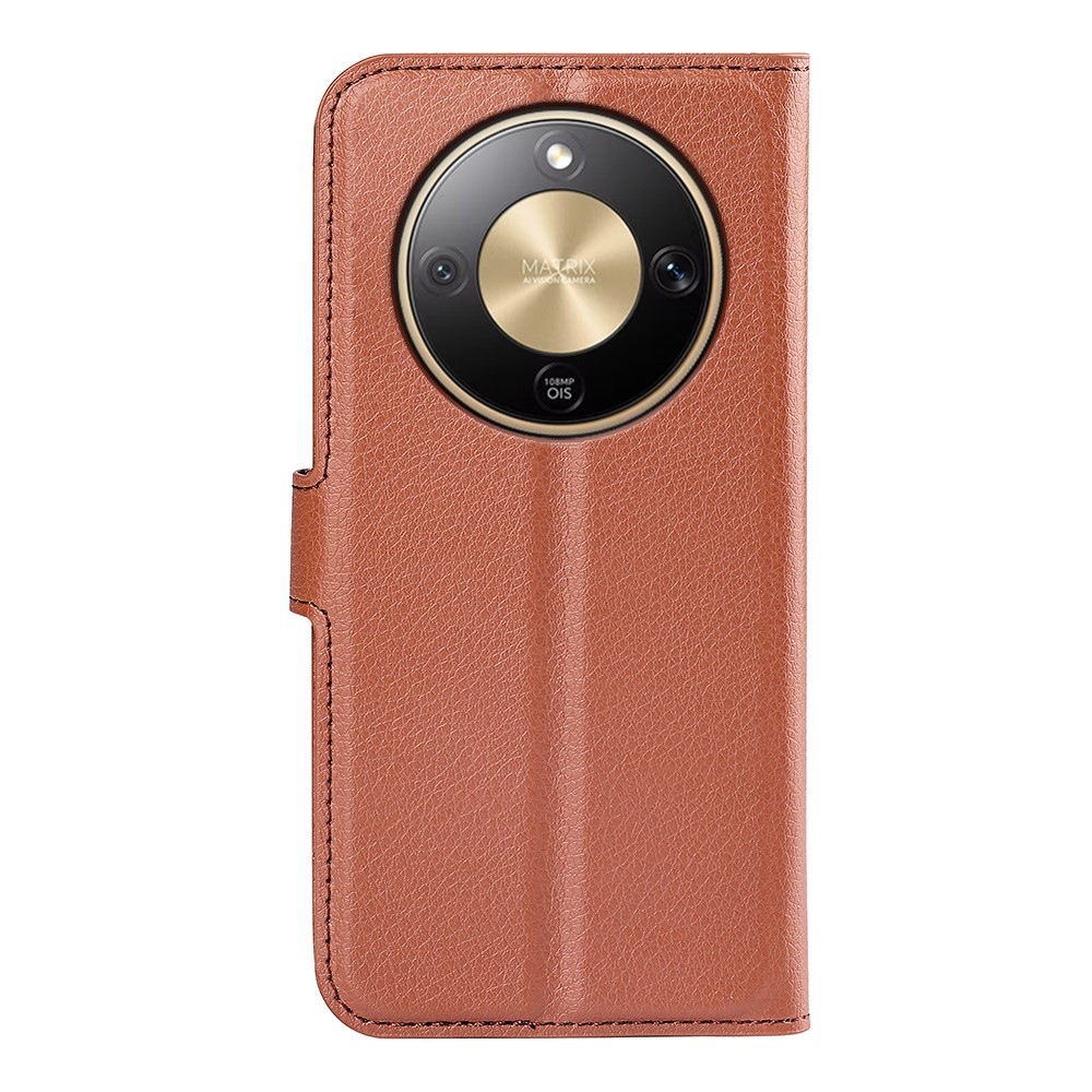 Litchi könyvtáska Honor Magic 8 Lite 5G - barna