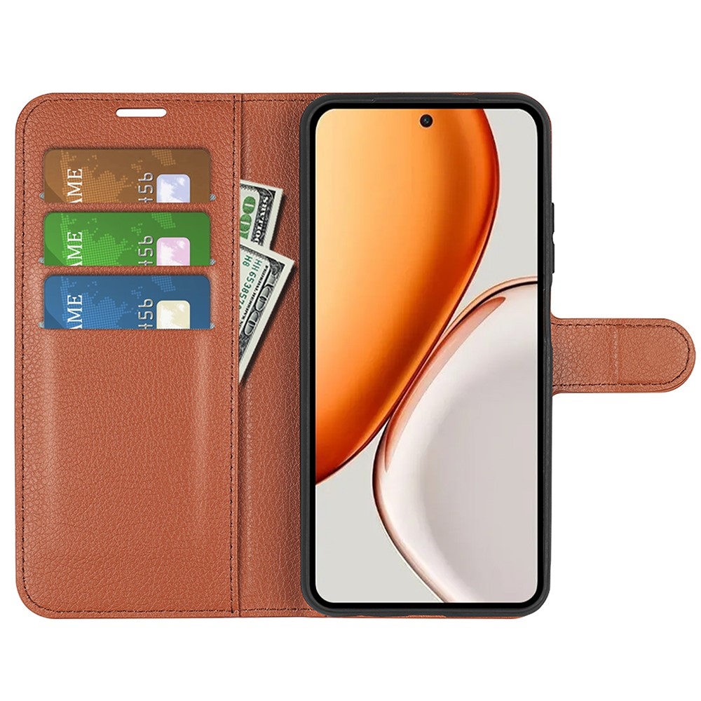 Litchi könyvtáska Honor Magic 8 Lite 5G - barna