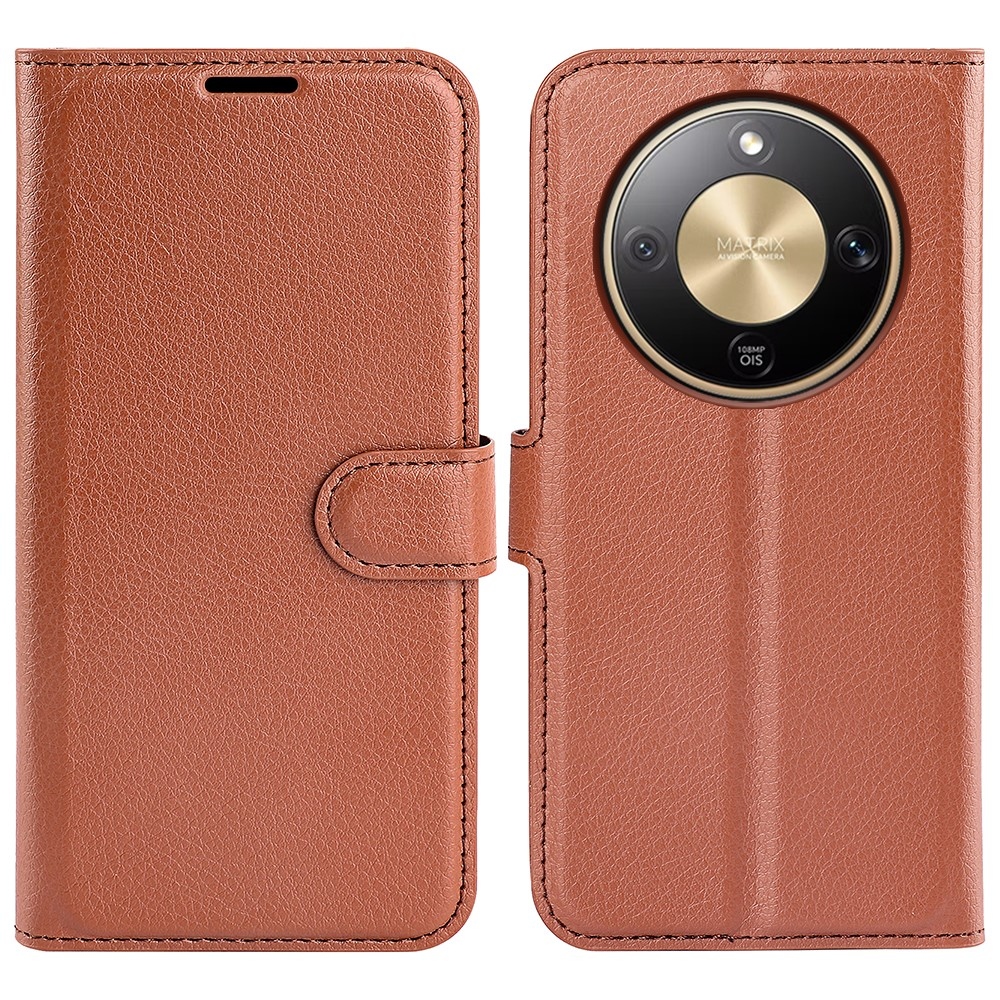 Litchi könyvtáska Honor Magic 8 Lite 5G - barna