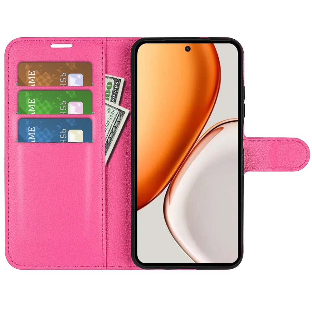 Litchi könyv tok a Honor Magic 8 Lite 5G-hez - rózsaszínű
