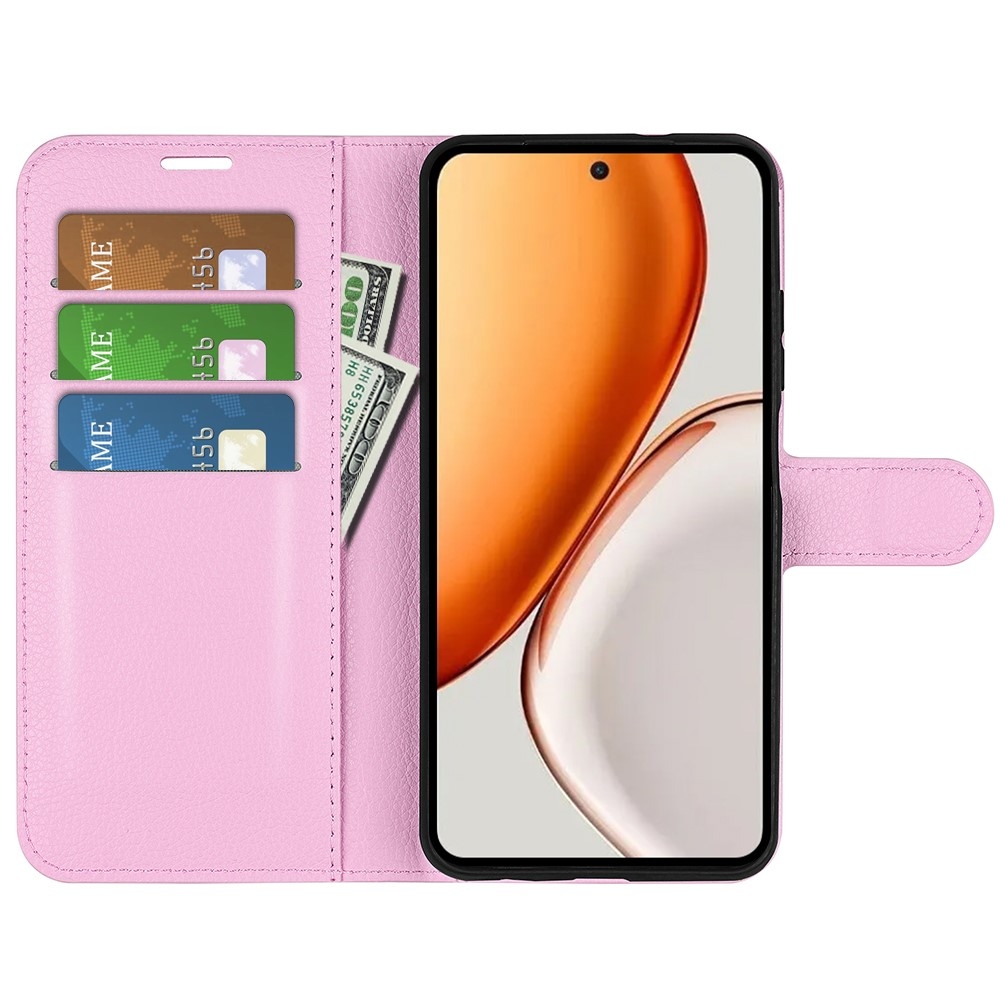 Litchi könyvtáska Honor Magic 8 Lite 5G - rózsaszínű