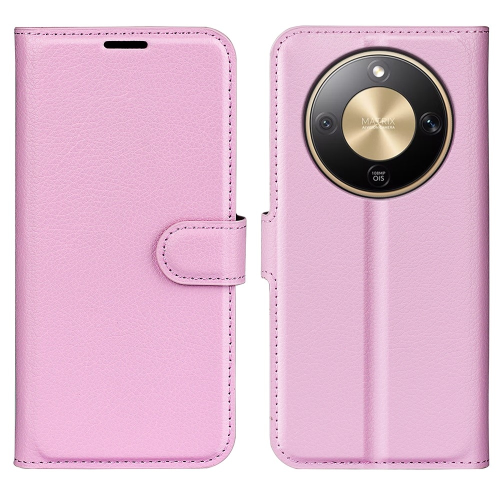 Litchi könyvtáska Honor Magic 8 Lite 5G - rózsaszínű