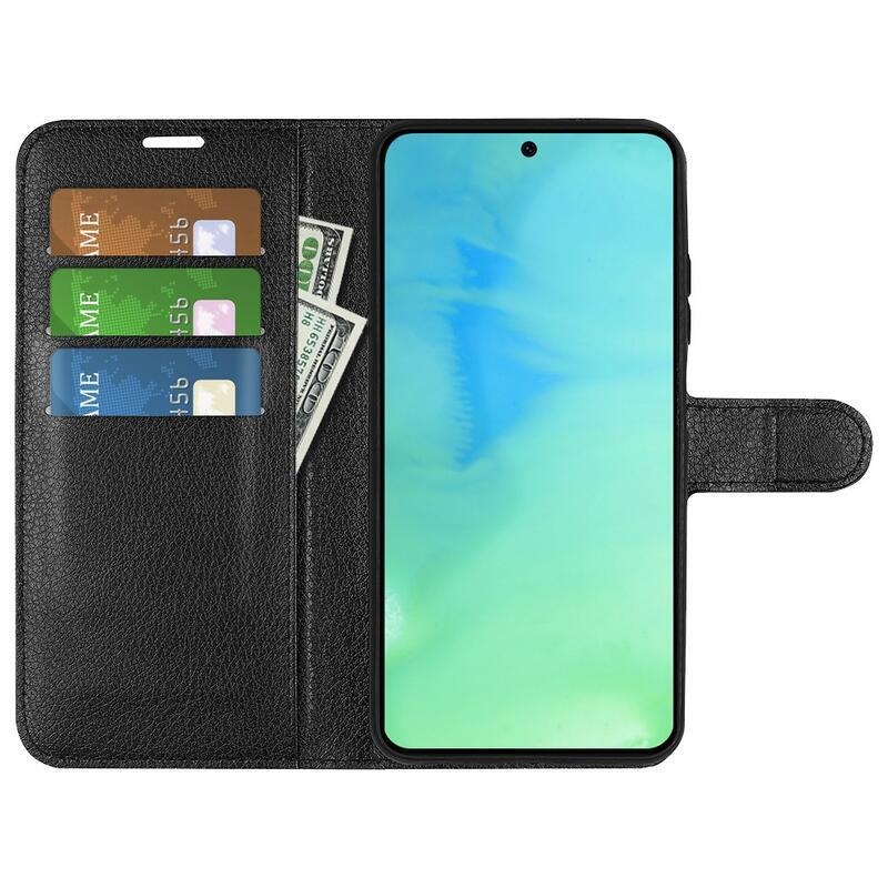 Litchi könyv tok a Honor X8a számára - fekete