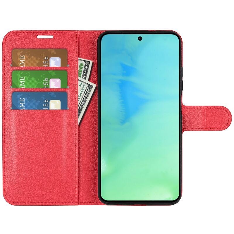Litchi könyv tok a Honor X8a számára - piros