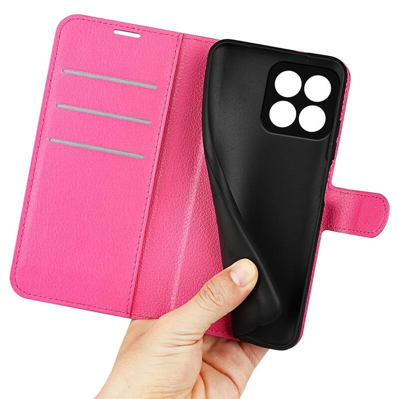 Litchi könyv tok a Honor X8a számára - rózsaszínű