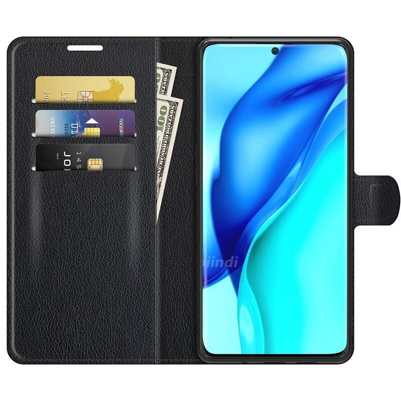 Litchi könyv tok Huawei P50 Pro-hoz - fekete