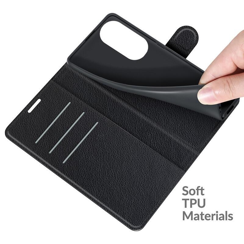 Litchi könyv tok Huawei P50 Pro-hoz - fekete