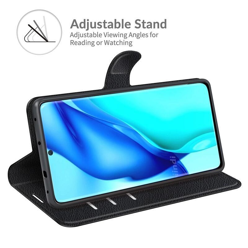 Litchi könyv tok Huawei P50 Pro-hoz - fekete