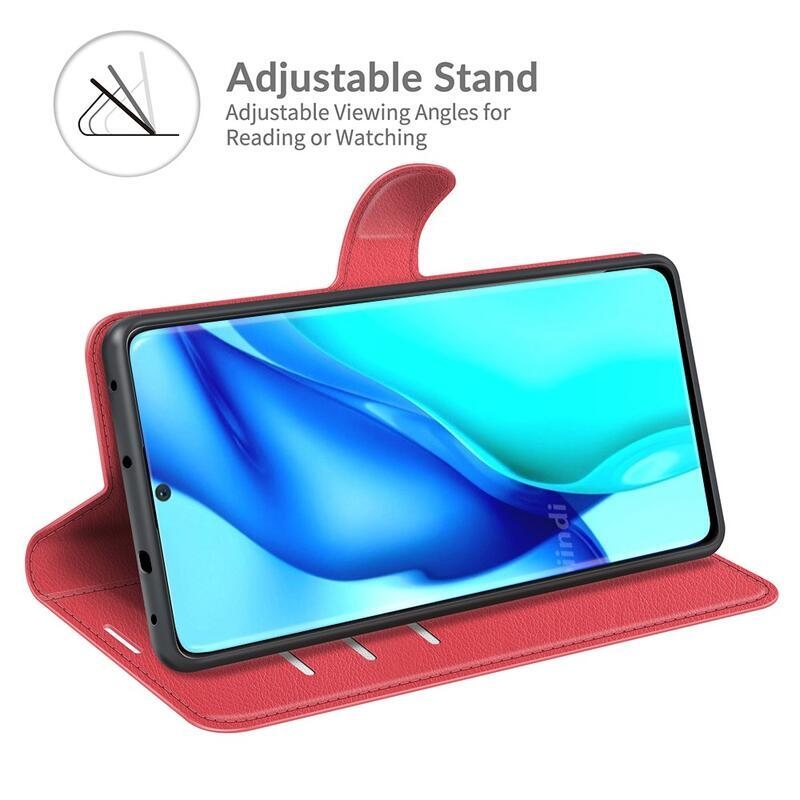 Litchi könyv tok Huawei P50 Pro-hoz - piros