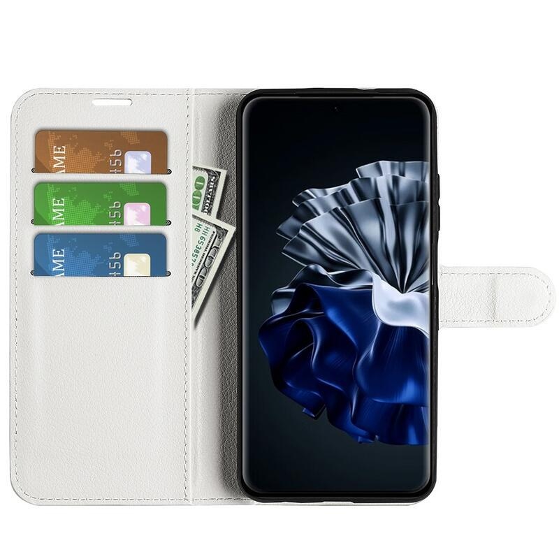 Litchi könyv tok a Huawei P60 Pro-hoz - fehér