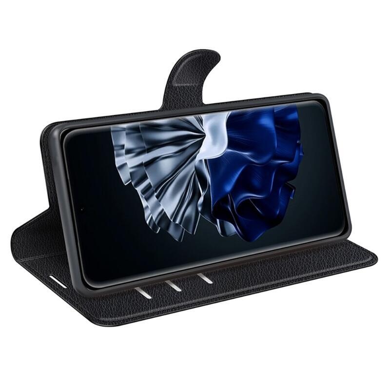 Litchi könyv tok Huawei P60 Pro-hoz - fekete