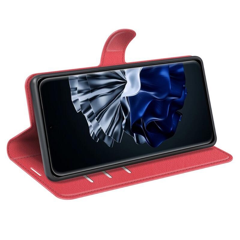 Litchi könyv tok Huawei P60 Pro-hoz - piros