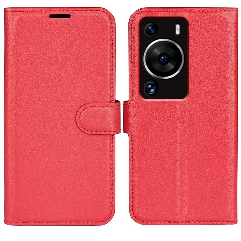 Litchi könyv tok Huawei P60 Pro-hoz - piros