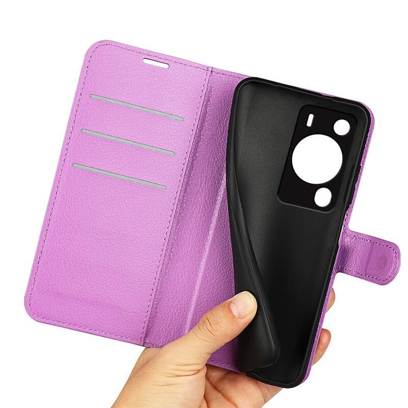 Litchi könyv tok Huawei P60 Pro-hoz - lila