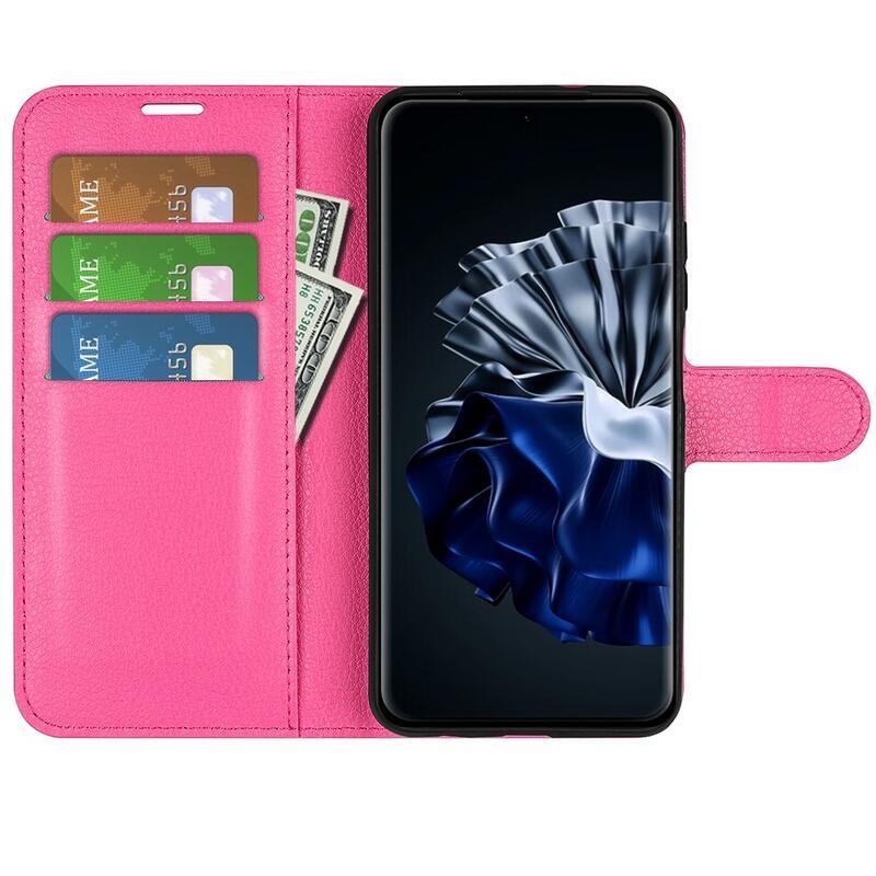 Litchi könyv tok a Huawei P60 Pro-hoz - rózsaszínű