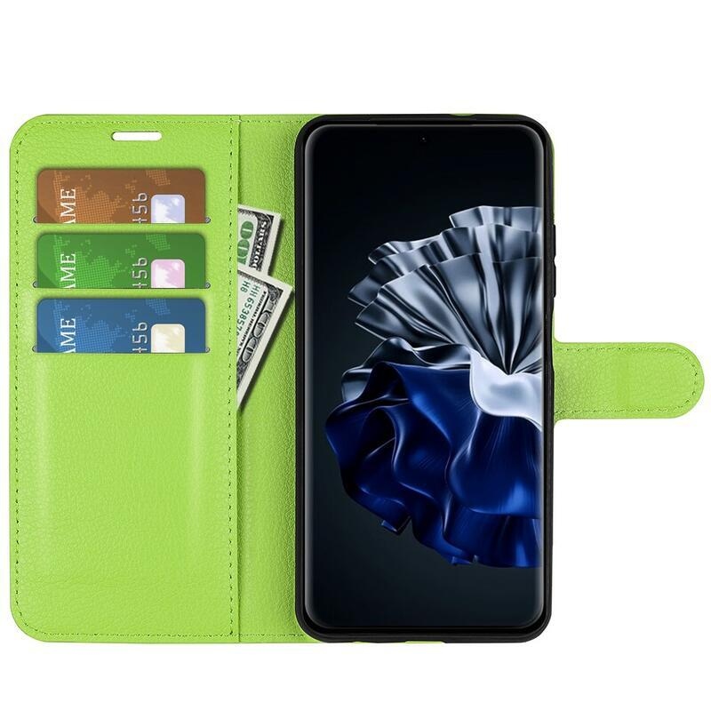 Litchi könyv tok Huawei P60 Pro-hoz - zöld