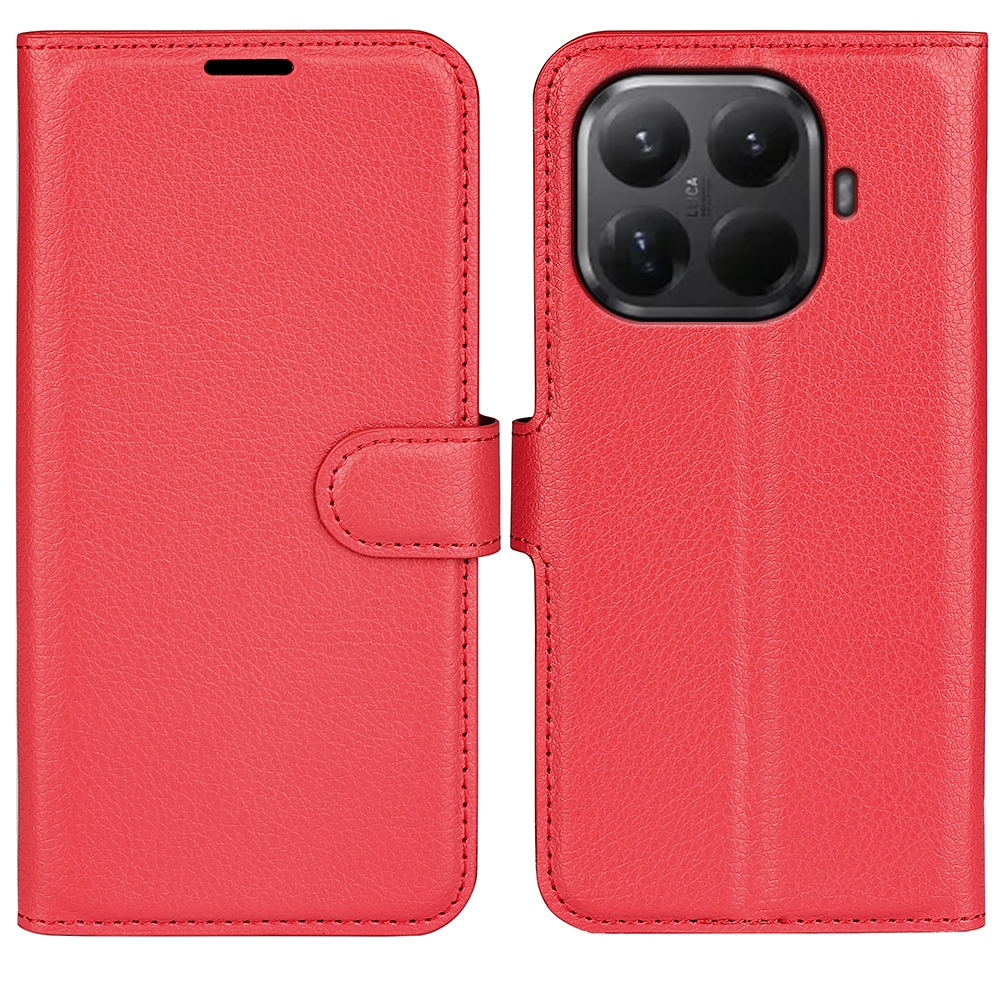 Litchi könyvformájú tok a Xiaomi 17T mobiltelefonhoz – piros