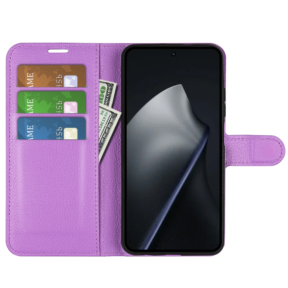 Litchi könyvformájú tok a Xiaomi 17T mobiltelefonhoz – lila